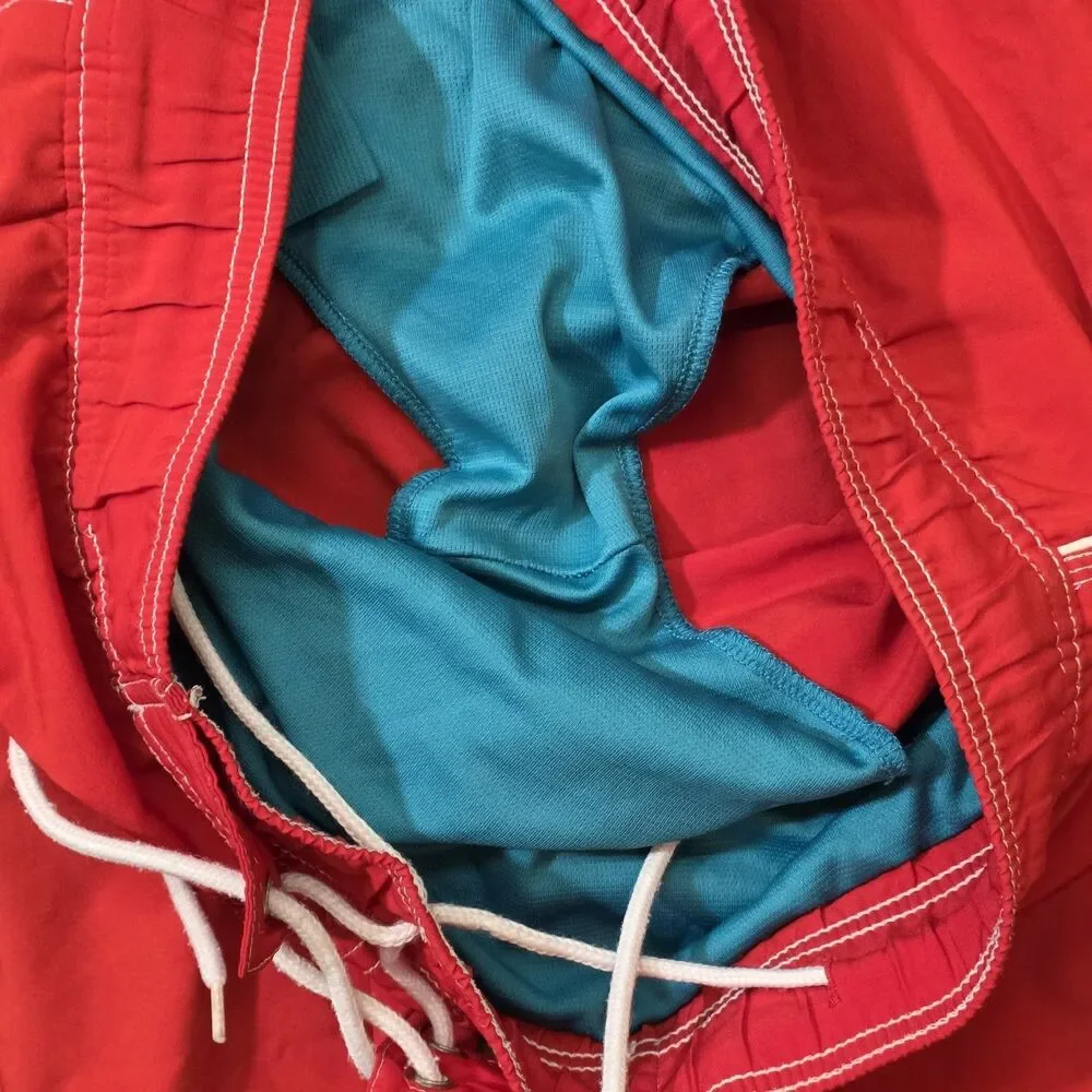 Original Watermen Guard Swim Trunks Mens M Red Surf Board Shorts Stretch